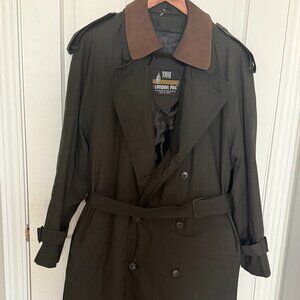 Towne by London Fog Trench Coat with Belt - Green Mens 42 Long